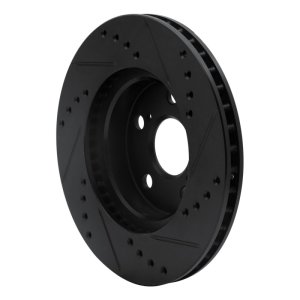 Toyota Prius Brake Rotor (1) - Front Left - R1 Concepts - Drilled & Slotted - Black - `04-`09